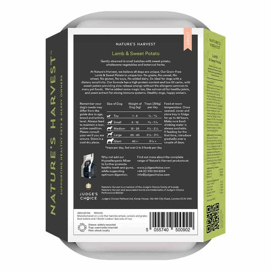 Natures Harvest Grain Free Adult Wet Dog Food - Lamb & Sweet Potato 10x395g