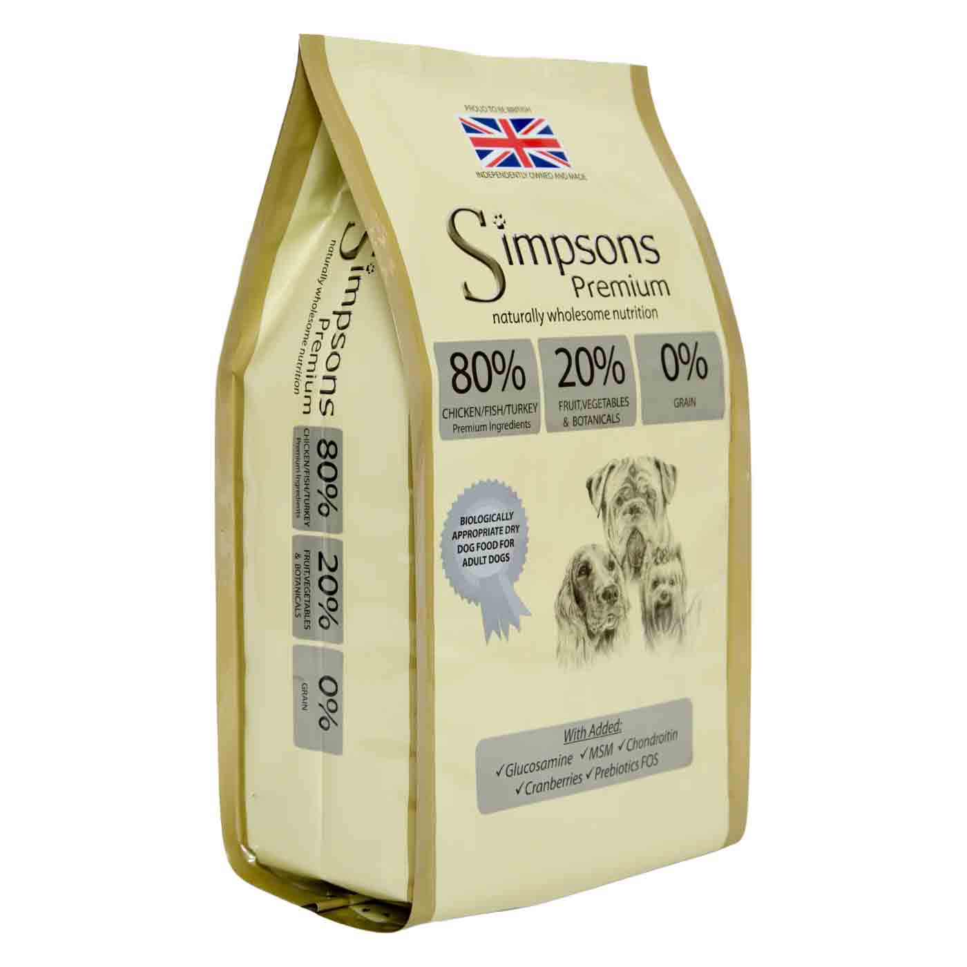 Simpsons Premium Adult & Senior 80/20 Dry Dog Food - Chicken, Fish & Turkey