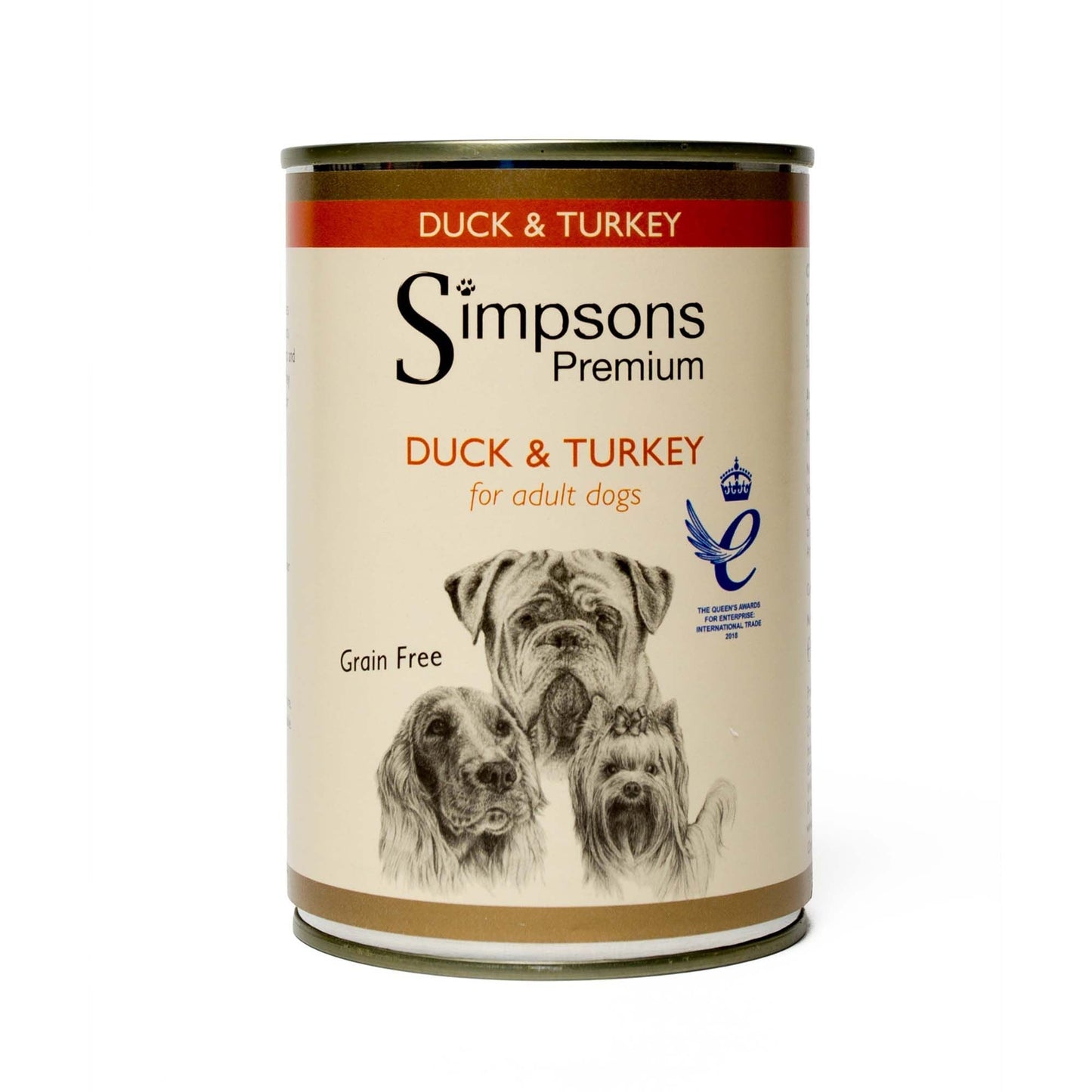 Simpsons Premium Adult Wet Dog Food - Duck & Turkey - 6x400g Cans