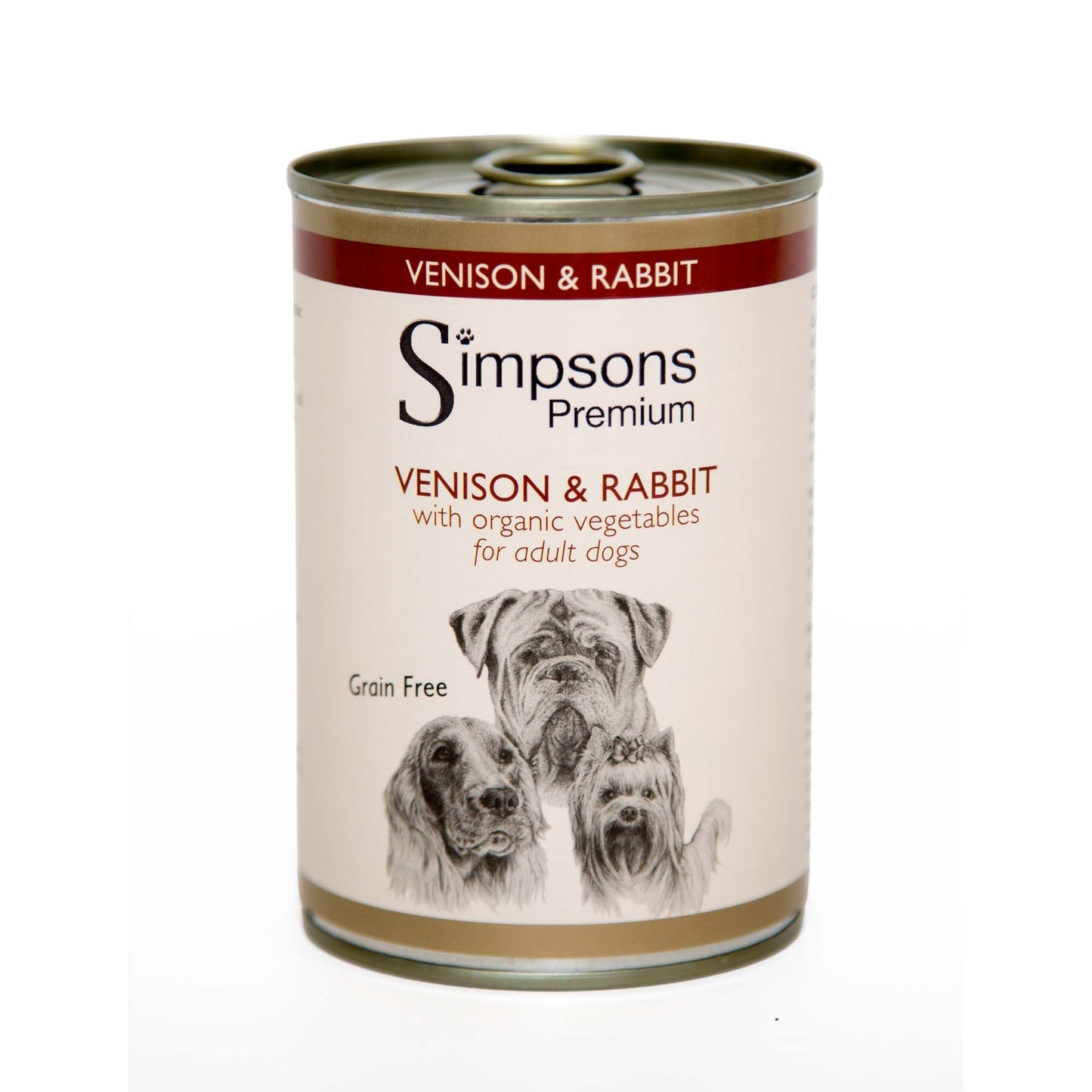 Simpsons Premium Adult Wet Dog Food - Venison & Rabbit - 6x400g Cans