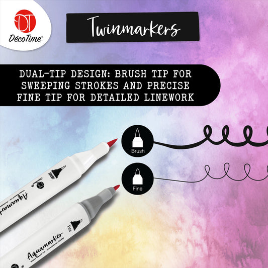 DecoTime 50 Dual Tip Aqua Markers with Storage Deco Tray