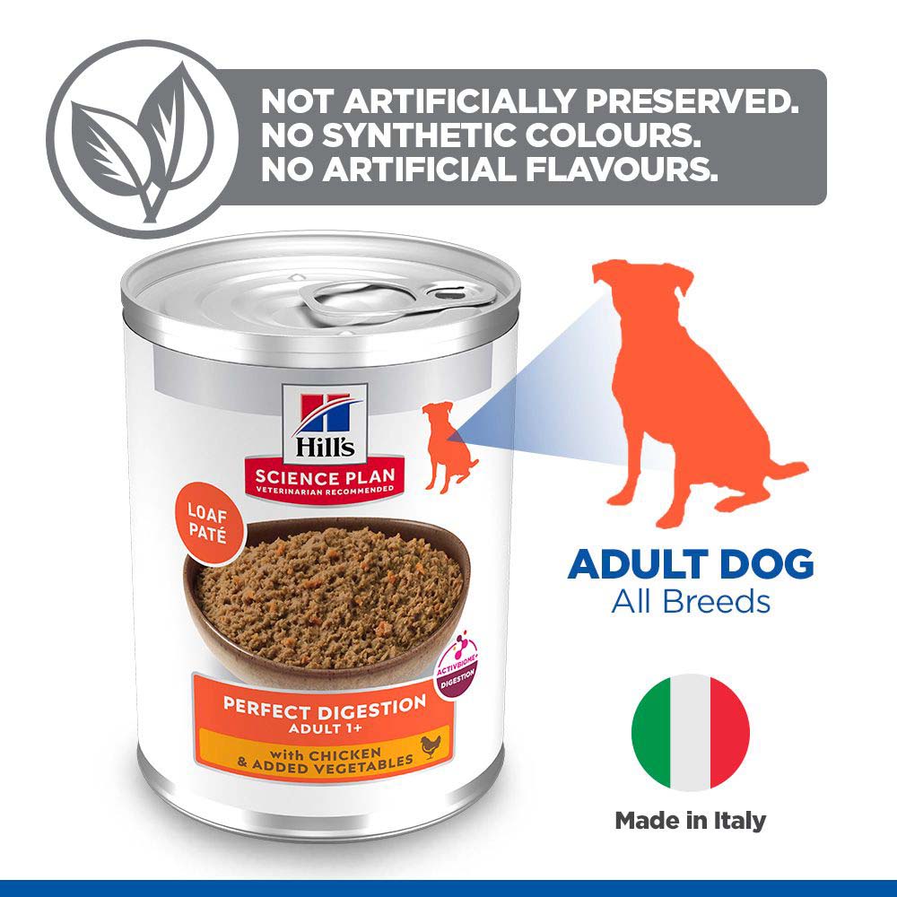 Hills Science Plan Perfect Digestion Adult Dog Food - Chicken & Vegetable - 12x363g cans