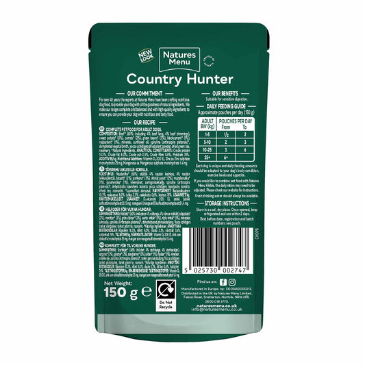 Country Hunter Adult Wet Dog Food - Grass-Fed Beef - 6x150g Pouches