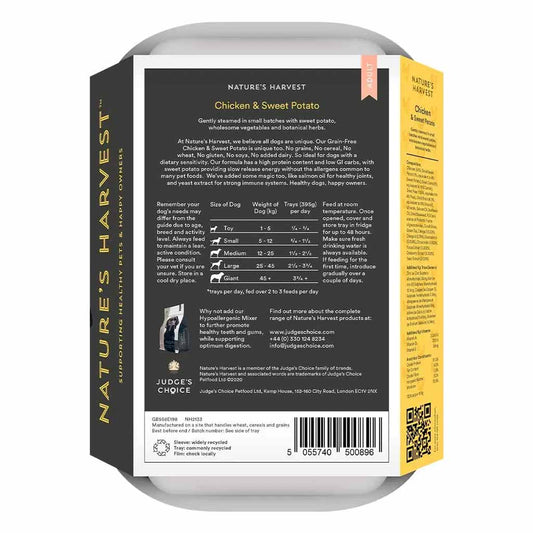 Natures Harvest Grain Free Adult Wet Dog Food - Chicken & Sweet Potato - 10x395g Trays