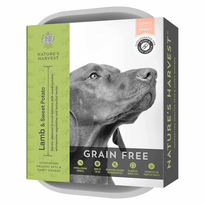 Natures Harvest Grain Free Adult Wet Dog Food - Lamb & Sweet Potato 10x395g