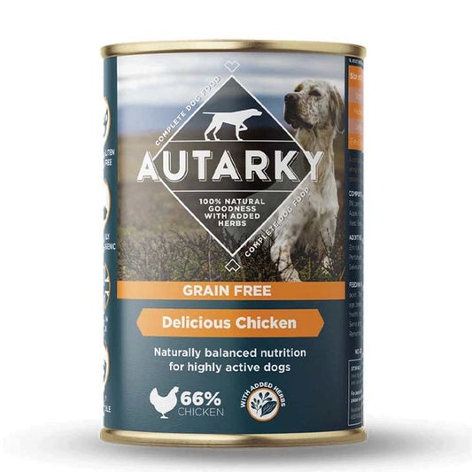 Autarky Working Dog Grain Free Adult Wet Dog Food - Delicious Chicken - 12x395g Cans