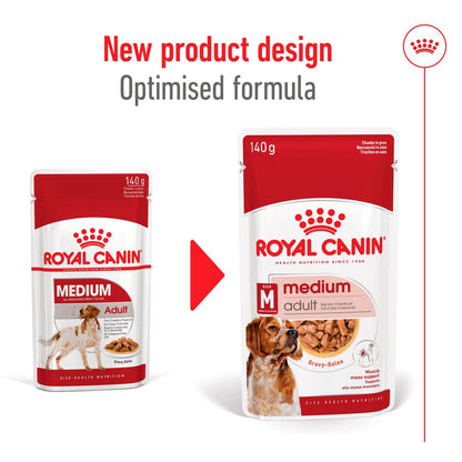 Royal Canin Size Health Nutrition Medium Adult Wet Dog Food in Gravy - 10x140g Pouches