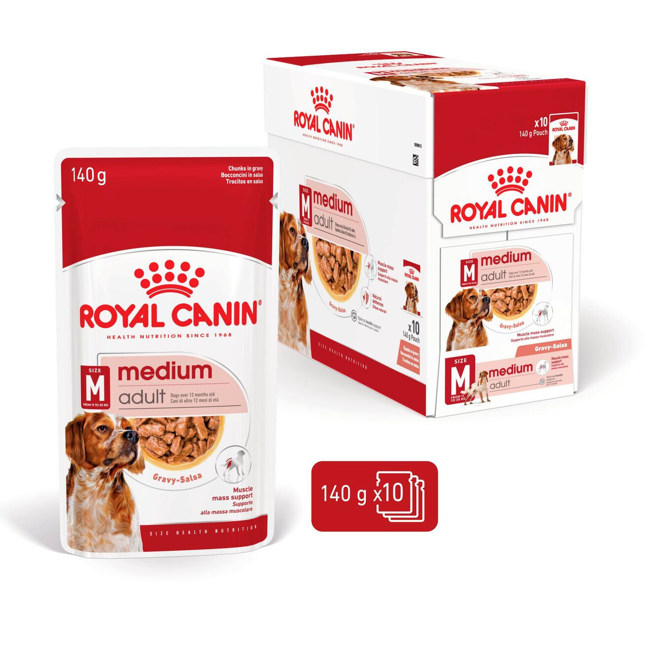 Royal Canin Size Health Nutrition Medium Adult Wet Dog Food in Gravy - 10x140g Pouches
