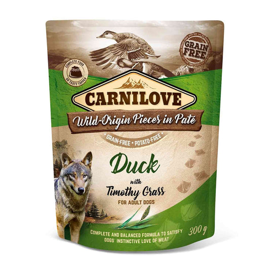Carnilove Grain Free Adult Wet Dog Food - Duck with Timothy Grass - 12x300g Pouches