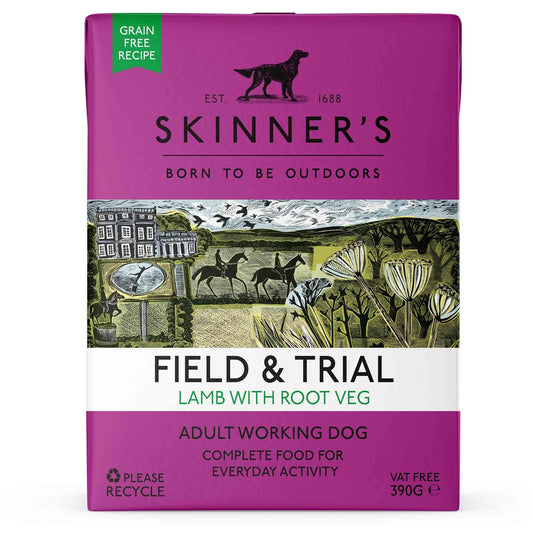 Skinners Field & Trial Working Dog Grain Free Adult Wet Dog Food - Lamb - 18x390g Cartons