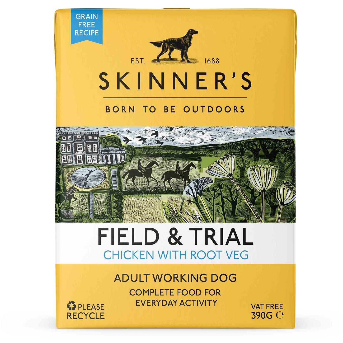 Skinners Field & Trial Working Dog Grain Free Adult Wet Dog Food - Chicken - 18x390g Cartons