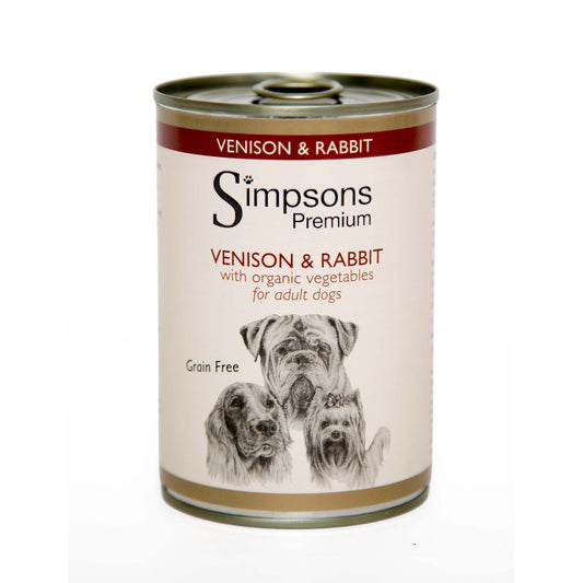 Simpsons Premium Adult Wet Dog Food - Venison & Rabbit - 6x400g Cans