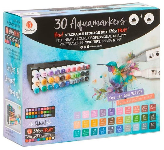 DecoTime Aqua Markers In Deco Tray 30 Pack